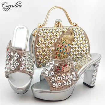 2020 Italian PU With Rhinestone Woman Shoes And Bag Set African High Heels Shoes And Bag To Match Set For Party Large Size 38-43
2020 Italian PU With Rhinestone Woman Shoes And Bag Set African High Heels Shoes And Bag To Match Set For Party Large Size 38-43