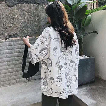 Harajuku Style Plus Size Shirt Fashion Casual Short Sleeve Cartoon Print Blouses Summer New Lapel Blouse Women Tops
Harajuku Style Plus Size Shirt Fashion Casual Short Sleeve Cartoon Print Blouses Summer New Lapel Blouse Women Tops