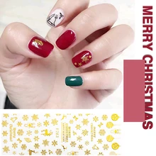 Decoración de uñas Navidad copo de nieve pegatinas de uñas Protección del Medio Ambiente de los niños serie 3D adhesivo impermeable apliques de joyería(China)