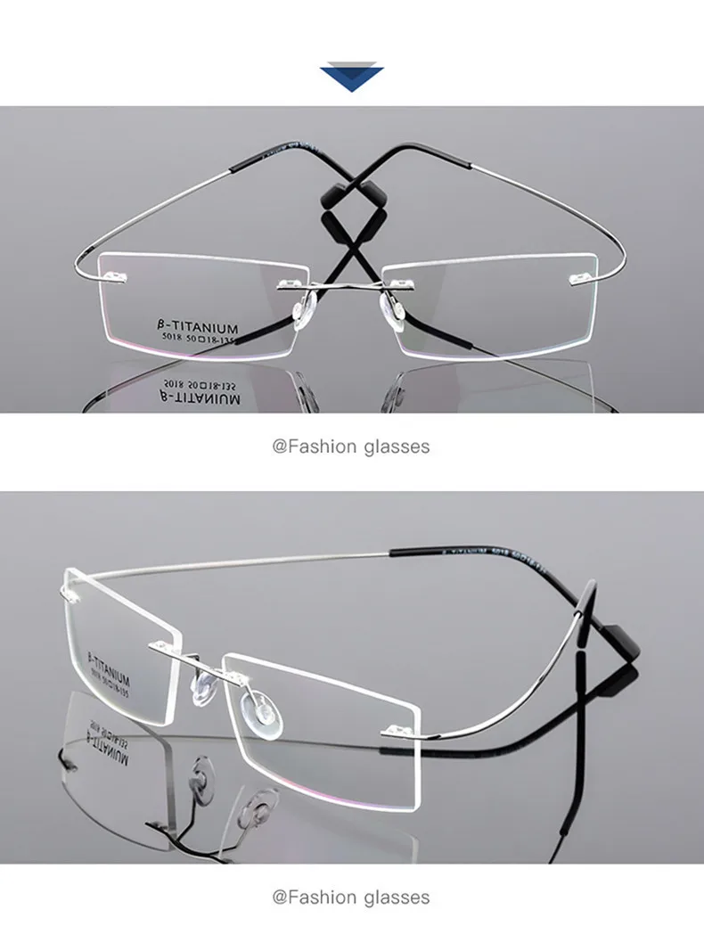 5Z18 Tytanowe Lekkie okulary korekcyjne bezramkowe Elastyczne zauszniki z pamięcią -0,5 -1 -1,5 -2 -2,5 -3 -4 -5 14 H5e4ff8156cc74854a2352be943a5456c6