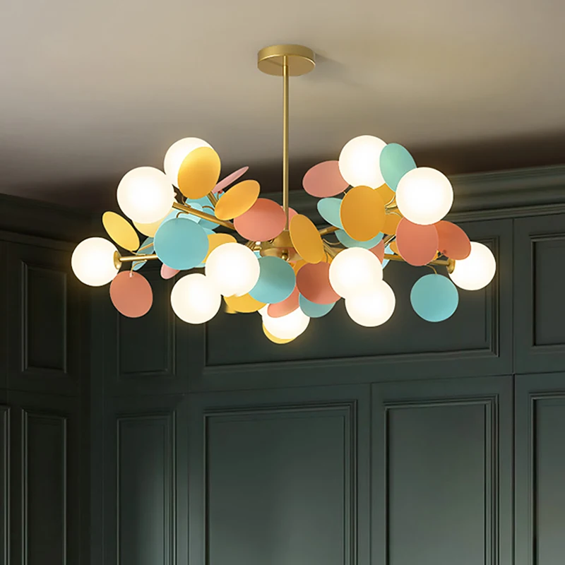 

Modern Iron Art Pendant Lights Colorful Macaron LED Hanging Lamps Living Room Bedroom Dining Room Loft Home Decor Light Fixtures
