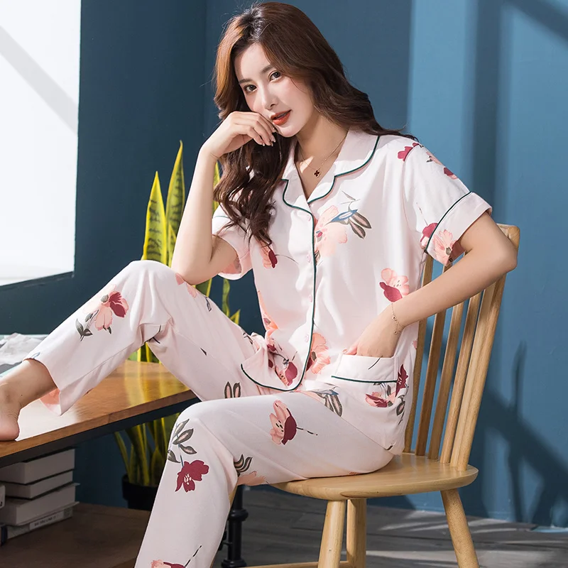 Pink Flower Cardigan Pajamas Set Full Pure Cotton Short Sleeve Sleepwear Sexy Ladies Nightsuits Big Yards Pyjama Homewear M-4XL
Pink Flower Cardigan Pajamas Set Full Pure Cotton Short Sleeve Sleepwear Sexy Ladies Nightsuits Big Yards Pyjama Homewear M-4XL