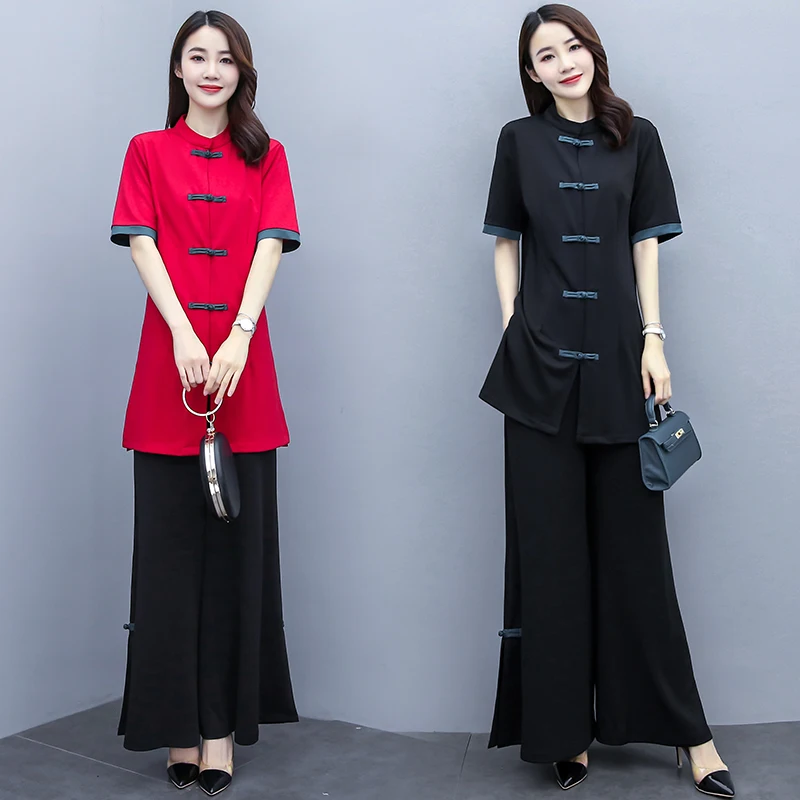sets for women summer 2020 New Fashion Casual Two-piece Set Female short sleeve top wide leg pants suit Chinese style spring
sets for women summer 2020 New Fashion Casual Two-piece Set Female short sleeve top wide leg pants suit Chinese style spring