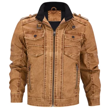 2020 Men's Vintage Stand Collar Retro Leather Jacket Multi-Pockets Epaulet plus Velvet PU Leather Jacket
2020 Men's Vintage Stand Collar Retro Leather Jacket Multi-Pockets Epaulet plus Velvet PU Leather Jacket