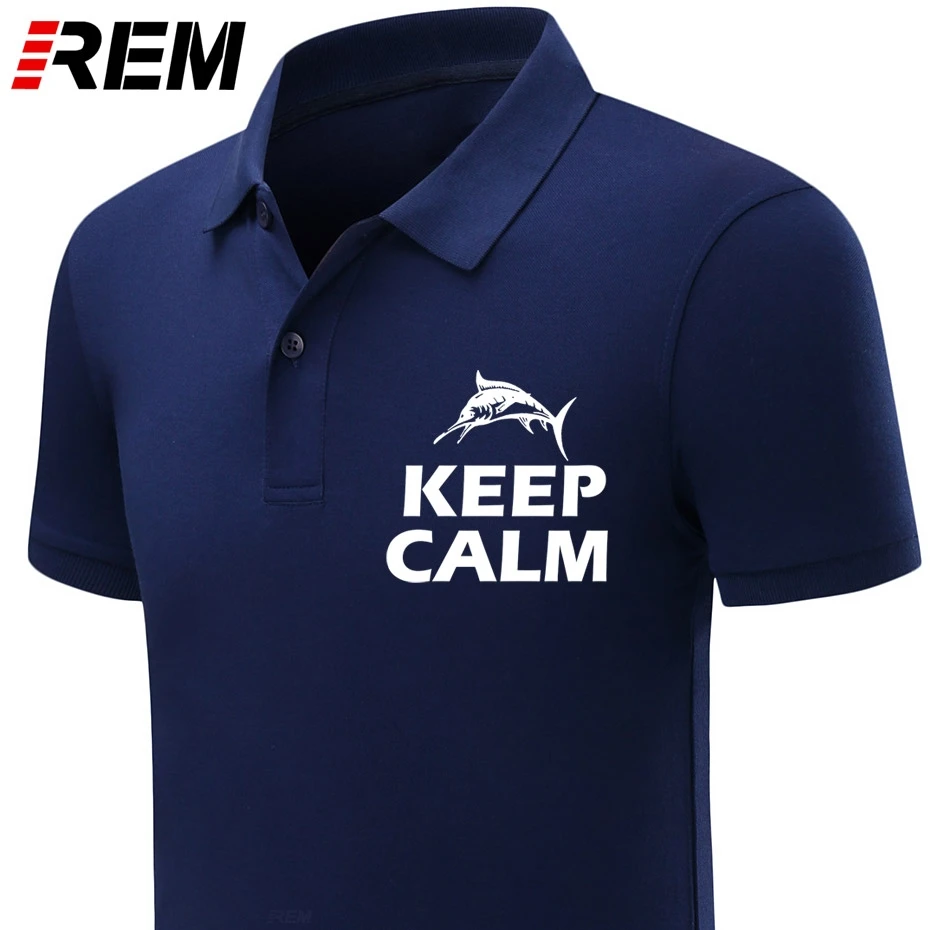 mens polos shirt New Fishinger Shirt Men Summer Keep Calm And Go Fish shirts Cotton Short Sleeve Funny Gift polo-shirts | Мужская одежда