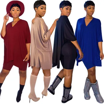 Sexy Two Piece Set Summer Outfits Women V-Neck Batwing Sleeve Loose T Shirts And Bodycon Biker Shorts Plus Size Short Sets
Sexy Two Piece Set Summer Outfits Women V-Neck Batwing Sleeve Loose T Shirts And Bodycon Biker Shorts Plus Size Short Sets