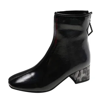 Patent Leather Boots Women Square Heel Shoes Leopard Heel Boot Autumn Winter Boots For Women
Patent Leather Boots Women Square Heel Shoes Leopard Heel Boot Autumn Winter Boots For Women