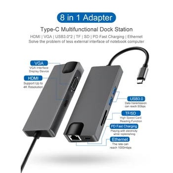 Docking Station 8-in-1 USB C to HDMI USB 3.0 Hub SD TF Dock Station for MacBook Pro Dell HP Lenovo Type C Laptop Docking Station
Docking Station 8-in-1 USB C to HDMI USB 3.0 Hub SD TF Dock Station for MacBook Pro Dell HP Lenovo Type C Laptop Docking Station