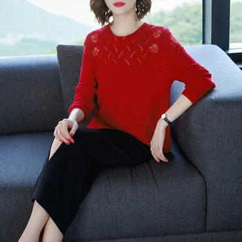 Fall Girls Red Thin Loose Sweater Long Sleeve Hollow Out Ice Silk Knitwear Pullover Women Sweet Cute Ladies Knitted Sweaters Hot 
Fall Girls Red Thin Loose Sweater Long Sleeve Hollow Out Ice Silk Knitwear Pullover Women Sweet Cute Ladies Knitted Sweaters Hot