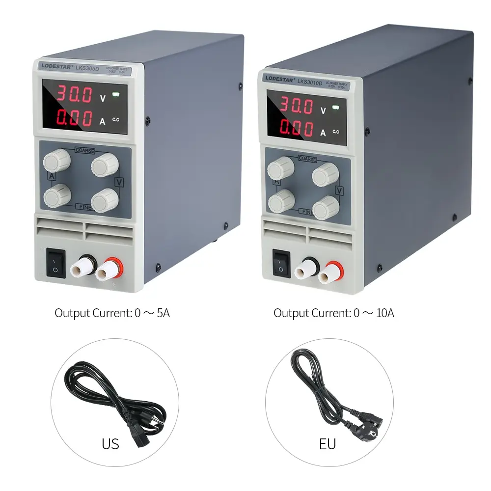 Switching DC Power Supply 3 Digits Display LED 0-30V 0-5A/10A Adjustable Mini Power Supply AC 110V/220V 50/60Hz
Switching DC Power Supply 3 Digits Display LED 0-30V 0-5A/10A Adjustable Mini Power Supply AC 110V/220V 50/60Hz