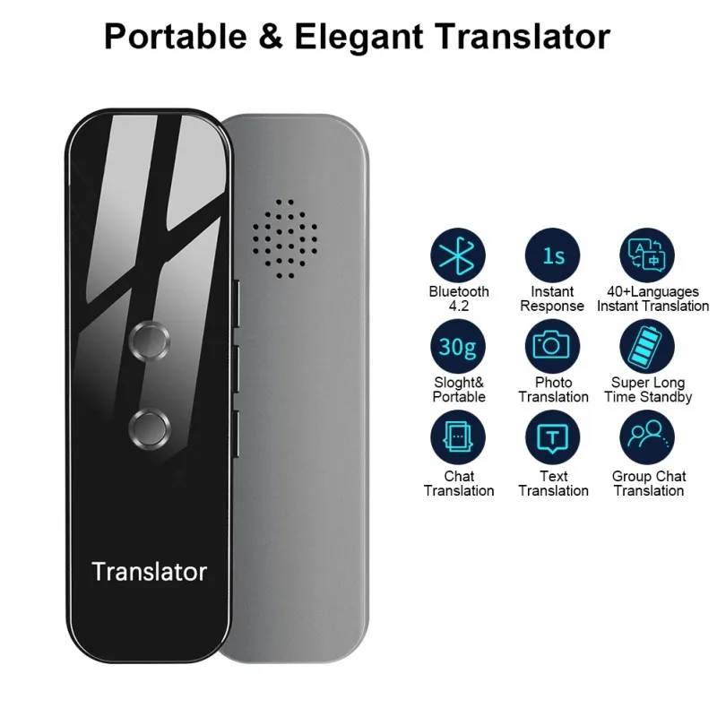 Smart Voice Translator Support 50 Languages Portable 3 In 1 Voice/Text/Photographic Bluetooth Translator For Trave/Business
Smart Voice Translator Support 50 Languages Portable 3 In 1 Voice/Text/Photographic Bluetooth Translator For Trave/Business