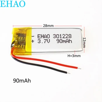 EHAO 301228 3.7v 90mAh Lithium Polymer LiPo Rechargeable Battery For Mp3 GPS bluetooth Headphone Headset smart watch
EHAO 301228 3.7v 90mAh Lithium Polymer LiPo Rechargeable Battery For Mp3 GPS bluetooth Headphone Headset smart watch