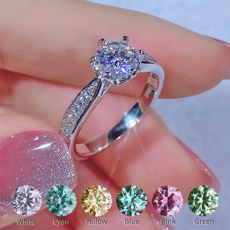 

Wholesale 6.5-8mm 1CT 2CT Moissanite Ring Color Blue Pink Yellow Green Cyan S925 Silver Jewelry Loose Gemstones Moissanite Stone