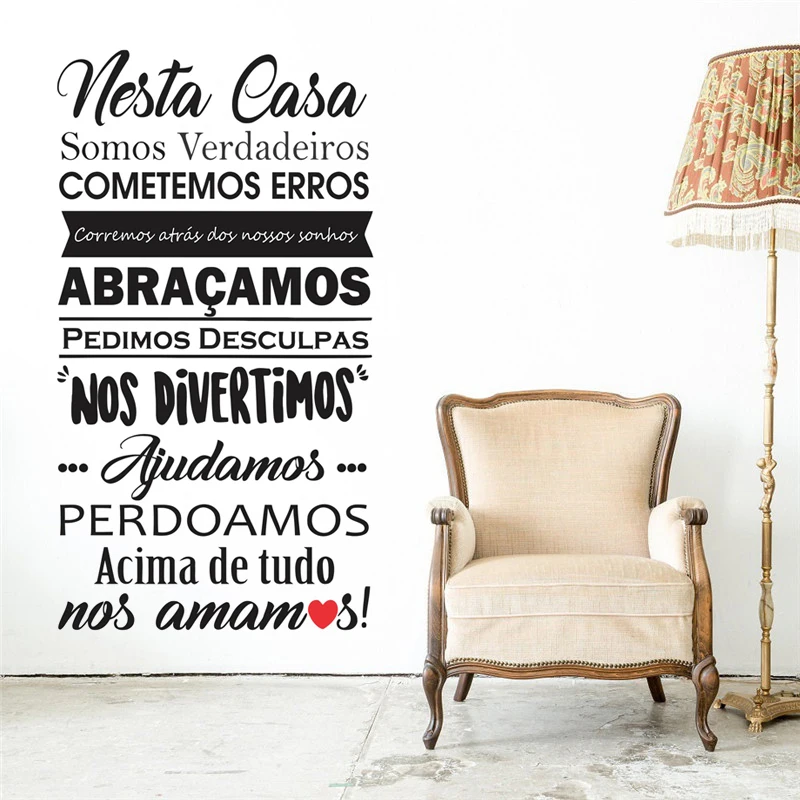 Wall Stickers Nesta Casa Somos Verdadeiros, Cometemos Erros Portuguese Quotes Vinyl Wallpaper For Bedroom Decor Decals RU2242
Wall Stickers Nesta Casa Somos Verdadeiros, Cometemos Erros Portuguese Quotes Vinyl Wallpaper For Bedroom Decor Decals RU2242