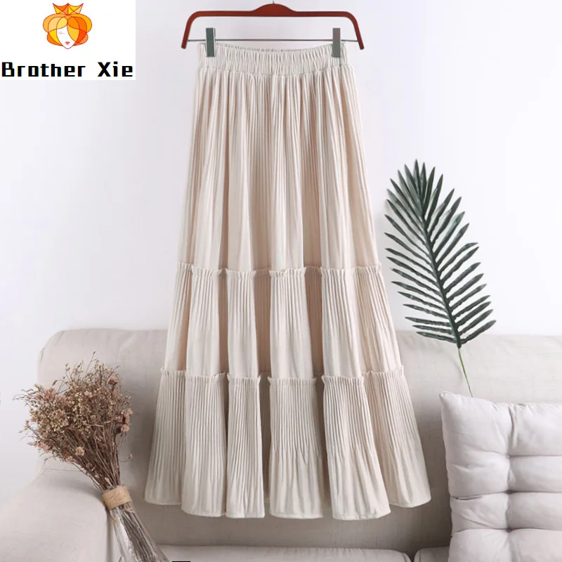 and winter new Korean Retro High Waist thin pleated skirt gold velvet medium length A-line skirt women's skirt 702
and winter new Korean Retro High Waist thin pleated skirt gold velvet medium length A-line skirt women's skirt 702