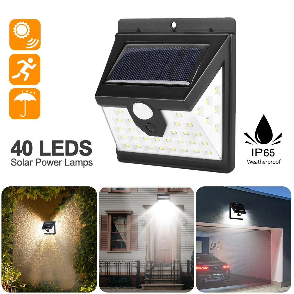 40 LED Solar Power Light 3 Modes Human Body Sensor Solar Wall Lamp Outdoor Waterproof Energy Saving Garden Yard Lights
40 LED Solar Power Light 3 Modes Human Body Sensor Solar Wall Lamp Outdoor Waterproof Energy Saving Garden Yard Lights