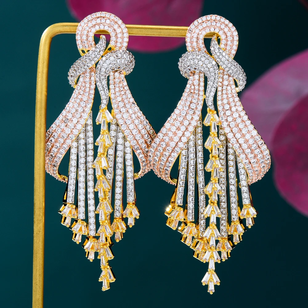 missvikki New Luxury golden Long Big Pendant Earrings For Women Wedding Party CZ Dubai Bridal Earrings Fashion Trendy Jewelry
missvikki New Luxury golden Long Big Pendant Earrings For Women Wedding Party CZ Dubai Bridal Earrings Fashion Trendy Jewelry