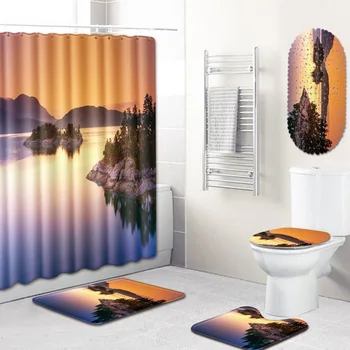 Scenery Bathroom Shower Curtain Mat Toilet Cover Mat Bathtub Mat Five-Piece Carpet
Scenery Bathroom Shower Curtain Mat Toilet Cover Mat Bathtub Mat Five-Piece Carpet