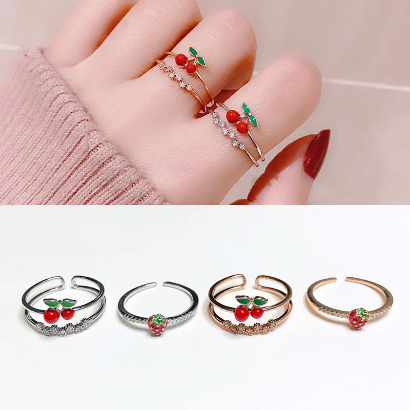 2019 New Creative Fashion Cute Fresh Cherry Strawberry with Cubic Zirconia Open Ring Fit for Women Jewelry Gifts
2019 New Creative Fashion Cute Fresh Cherry Strawberry with Cubic Zirconia Open Ring Fit for Women Jewelry Gifts