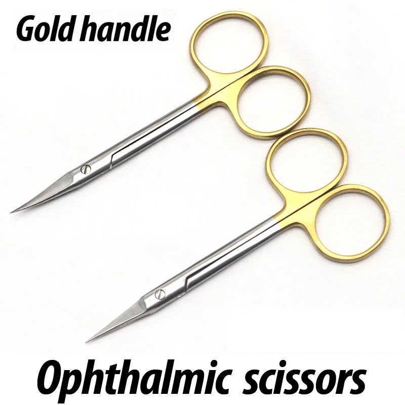 Description Picture 3 of itemDouble-eyelid scissors with gold handle 10cm stainless steel surgical instrument for ophthalmic surgery