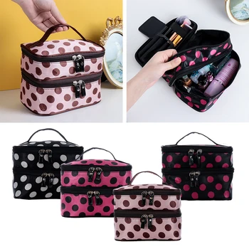 Portable Travel Cosmetic Case Waterproof Make Up Handbag Dot Large Capacity Double Layer Toiletries Storage Bag Organizer
Portable Travel Cosmetic Case Waterproof Make Up Handbag Dot Large Capacity Double Layer Toiletries Storage Bag Organizer