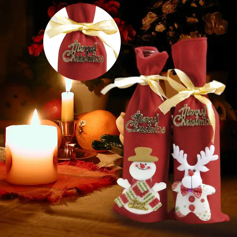 wine bottle cap decoration family party santa claus christmas