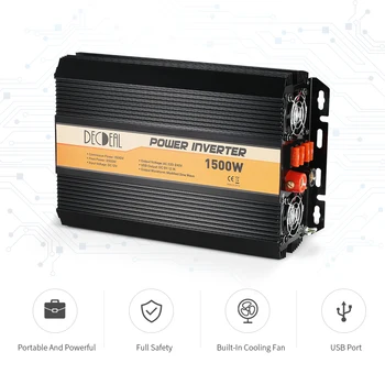 Hot 1500W DC12V to AC220-240V Car Power Inverter Modified Sine Wave Household Power Converter with 2.1A USB and 2 AC Outlets
Hot 1500W DC12V to AC220-240V Car Power Inverter Modified Sine Wave Household Power Converter with 2.1A USB and 2 AC Outlets