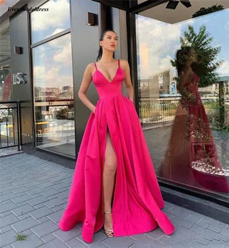 Simple Satin Spaghetti Straps Evening Dresses Sleeveless Zipper Back Dubai Runaway Prom Party Gowns With Side Slit vestidos
Simple Satin Spaghetti Straps Evening Dresses Sleeveless Zipper Back Dubai Runaway Prom Party Gowns With Side Slit vestidos