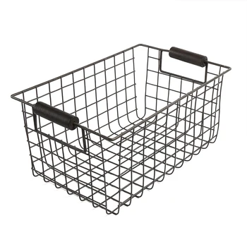 Iron Basket Storage Container Laundry Basket Home Kitchen Storage Box Large Capacity Open Storage Basket Organizer Wood Handle
Iron Basket Storage Container Laundry Basket Home Kitchen Storage Box Large Capacity Open Storage Basket Organizer Wood Handle