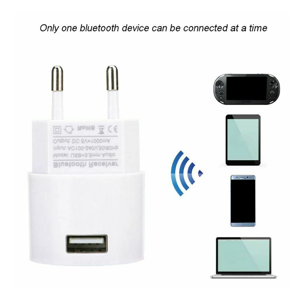 

Bluetooth receiver V4.2 audio adapter AC charger white color 110V to 240V white color EU US plug with USB and 3.5mm port