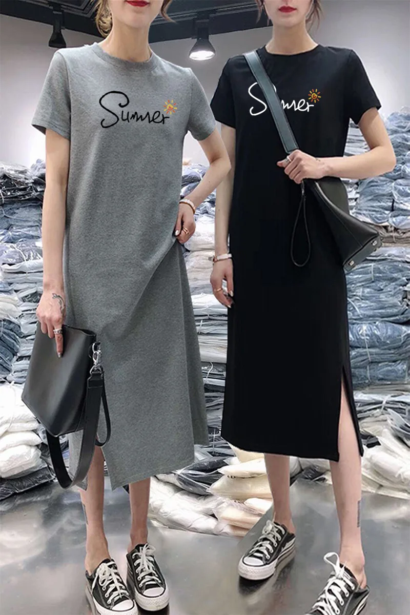 Summer Short-sleeve Dress Women's Casual Belly Covering Large Size Loose-Fit Mid-length over-the-Knee Base T-shirt Skirt
Summer Short-sleeve Dress Women's Casual Belly Covering Large Size Loose-Fit Mid-length over-the-Knee Base T-shirt Skirt