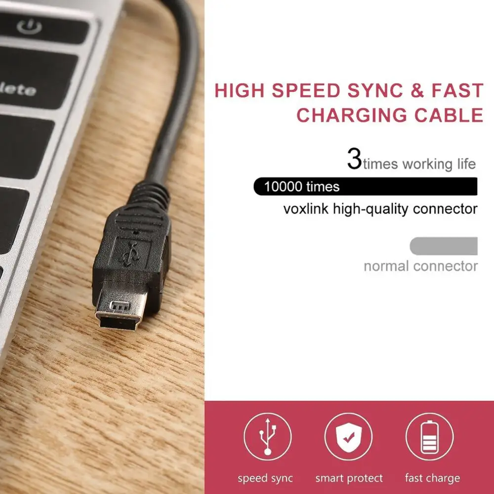 80cm USB 2.0 Male A to Mini B 5-pin Charging Cable For Digital Cameras For MP3 / MP4 Player USB Data Charger Cable