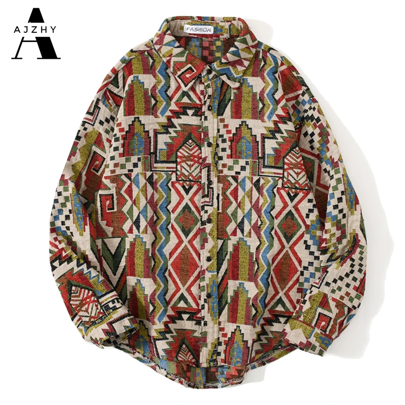 AJZHY National Style Knitted Geometric Patterns Color Block Button Shirts Harajuku Casual Long Sleeve Tees Tops Streetwear Shirt
AJZHY National Style Knitted Geometric Patterns Color Block Button Shirts Harajuku Casual Long Sleeve Tees Tops Streetwear Shirt