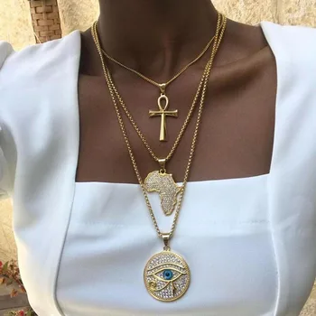 Boho Layered Necklaces Gold Color Ankh Cross Map Eye Pendant Multilayer Handmade Necklace Women Jewellery Set Hip Hop Jewelry 
Boho Layered Necklaces Gold Color Ankh Cross Map Eye Pendant Multilayer Handmade Necklace Women Jewellery Set Hip Hop Jewelry