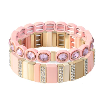 C.QUAN CHI 2PCS /lot Fashion Sparkly Crystal Charm Wrap Bracelets Pink Enamel Tile Beads Wrap Elastic Bracelets Bangles Women
C.QUAN CHI 2PCS /lot Fashion Sparkly Crystal Charm Wrap Bracelets Pink Enamel Tile Beads Wrap Elastic Bracelets Bangles Women