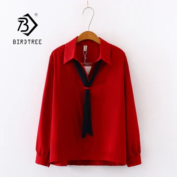 2020 Spring New Women Red Shirt With Black Tie Turn-down Collar Lantern Sleeve Blouse Autumn Casual Tops Feminina Blusa T9D734T
2020 Spring New Women Red Shirt With Black Tie Turn-down Collar Lantern Sleeve Blouse Autumn Casual Tops Feminina Blusa T9D734T