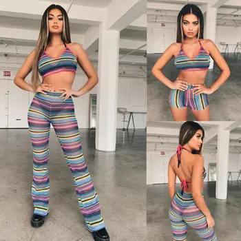 Sexy Women See Through Sheer Mesh Crochet Straps Backless Ranibow V-Neck Crop Tops+Shorts+Pants Clubwear Holiday Bikini Cover Up
Sexy Women See Through Sheer Mesh Crochet Straps Backless Ranibow V-Neck Crop Tops+Shorts+Pants Clubwear Holiday Bikini Cover Up
