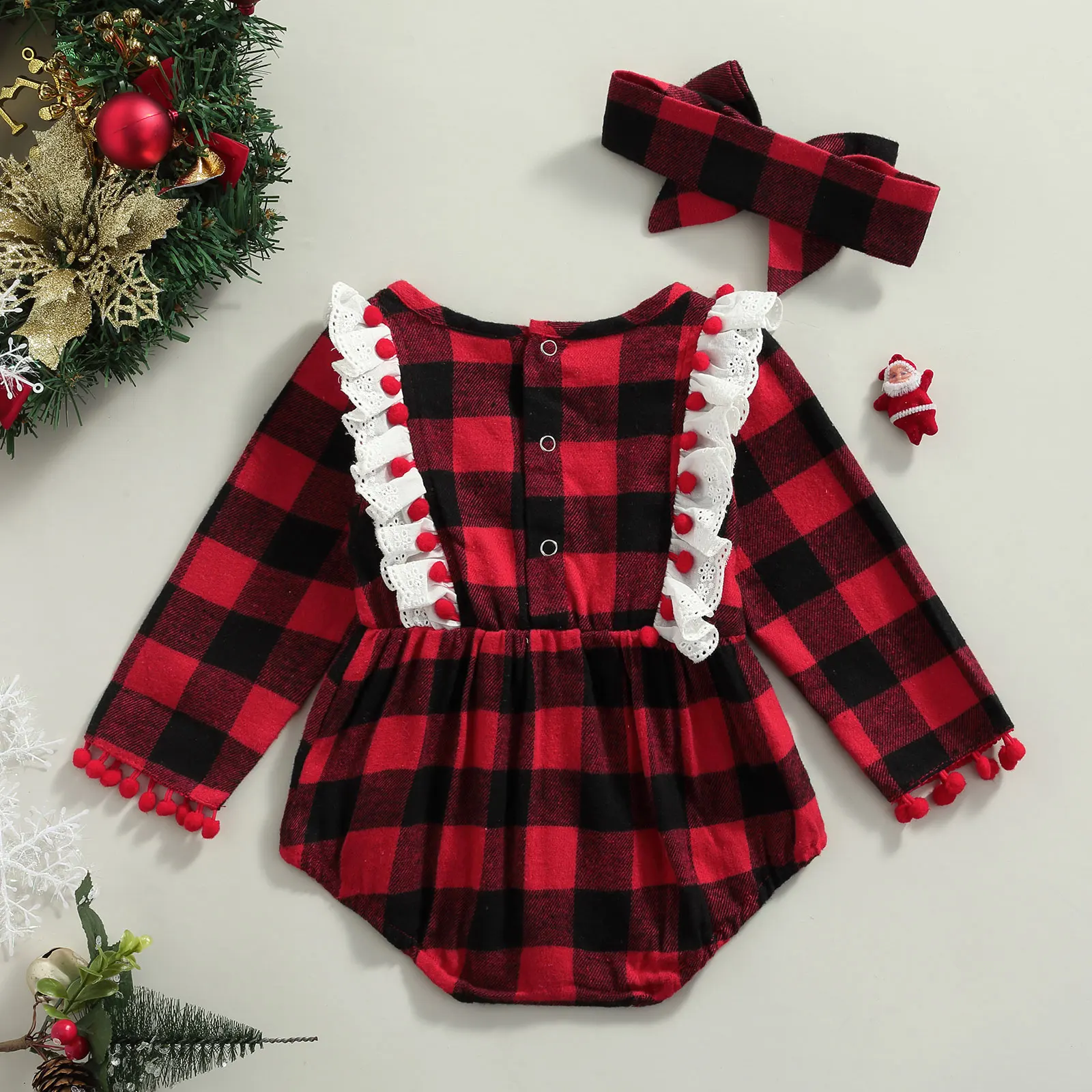 Baby Girls Two-piece Clothes Set, Plaid Printed Pattern Long Sleeve Romper and Headdress, Black/ Red/ Red Black
Baby Girls Two-piece Clothes Set, Plaid Printed Pattern Long Sleeve Romper and Headdress, Black/ Red/ Red Black