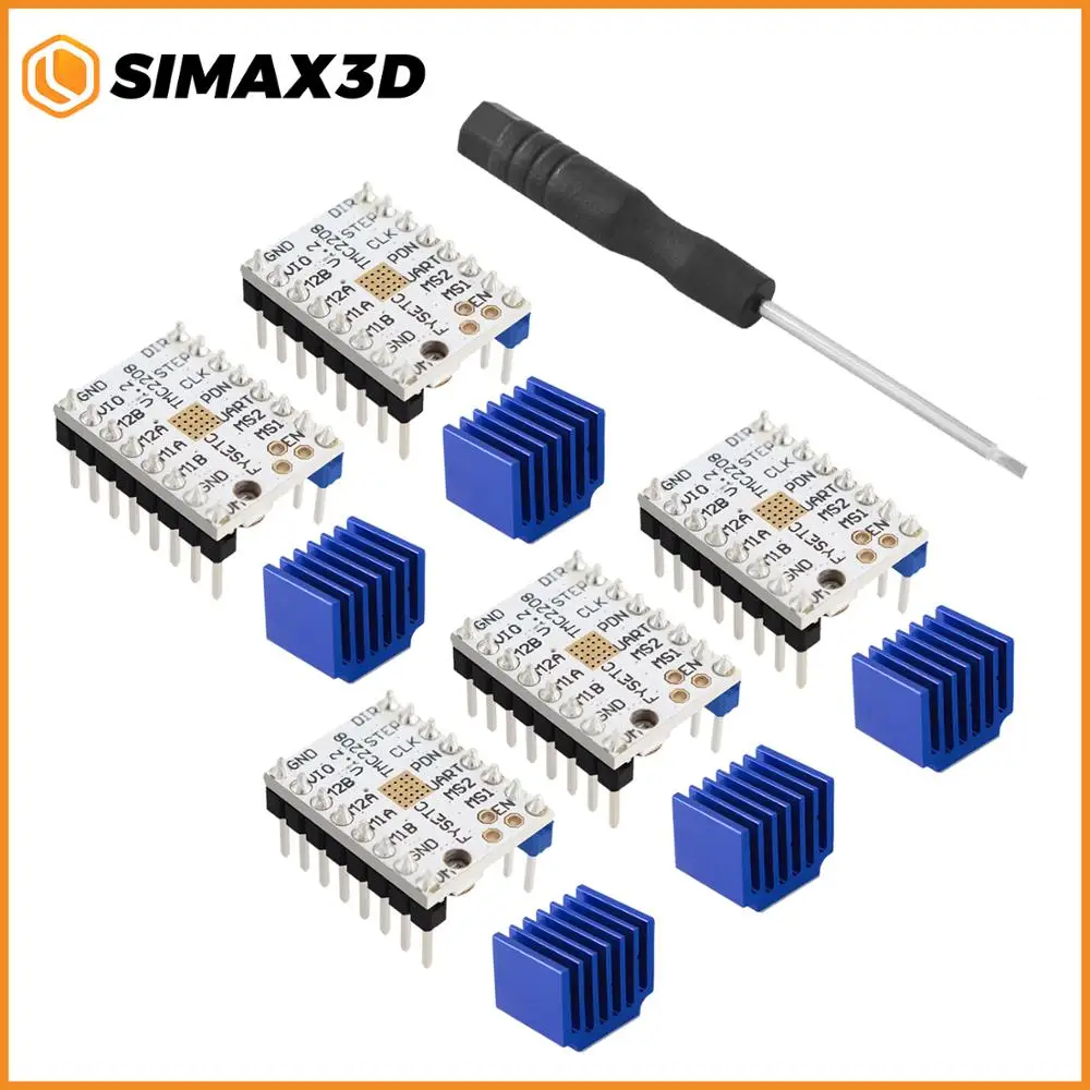 

SIMAX3D 5Pcs TMC2208 Stepper Motor Driver V1.2 Stepstick Stepper Motor Driver Module Carrier with Heat Sink for 3D Printer Parts