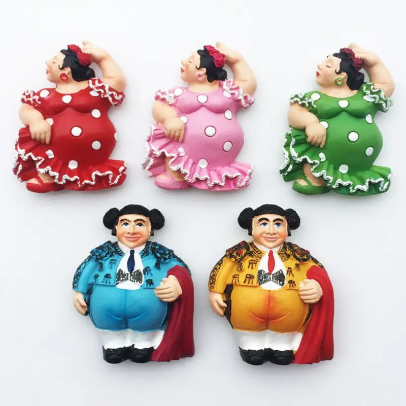 

Hand-painted Spain Flamenco Dancing Bullfighter 3D Fridge Magnets Souvenirs Refrigerator Magnetic Stickers Gift