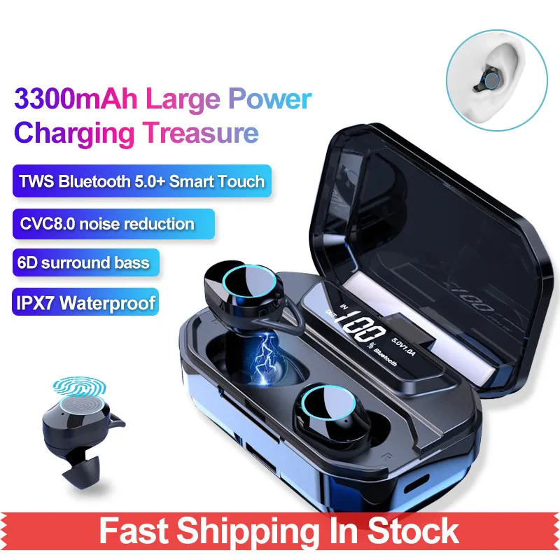 G02 TWS Wireless Bluetooth Earphone 6D surround Stereo Bluetooth 5.0 IPX7 Waterproof Gaming Headset 3300mAh LED display Earbuds
G02 TWS Wireless Bluetooth Earphone 6D surround Stereo Bluetooth 5.0 IPX7 Waterproof Gaming Headset 3300mAh LED display Earbuds