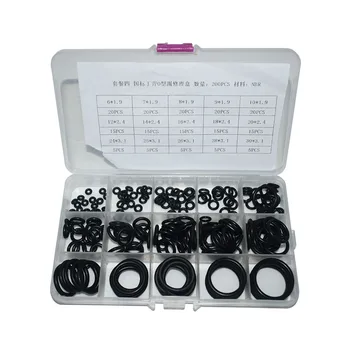 

200pcs O Ring Seal Kit 15 Different Sizes Black Nitrile Rubber NBR O-ring Sealing Gasket Assortment Set with Plastic Case