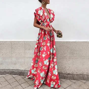 

Saida De Praia Beach Cape Cover Up Dress For Ups Women's Outings 2019 New Couture Feifei Printed Long Sleeve Neck Backless Women