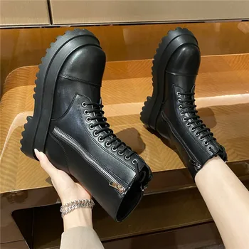 COOTELILI Women Ankle Boots Round Toe 6cm Heel Zip And Lace Up Round Toe Non-slip Platform Fashion Shoes For Woman Plus Size 39 
COOTELILI Women Ankle Boots Round Toe 6cm Heel Zip And Lace Up Round Toe Non-slip Platform Fashion Shoes For Woman Plus Size 39