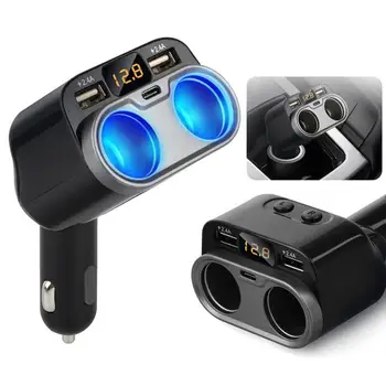 C47 Car Charger Type-C Quick Charge Car Cigarette Lighter Dual Usb LED Display Car-Charger For Tablet phone Fast Charging Adapte 
C47 Car Charger Type-C Quick Charge Car Cigarette Lighter Dual Usb LED Display Car-Charger For Tablet phone Fast Charging Adapte
