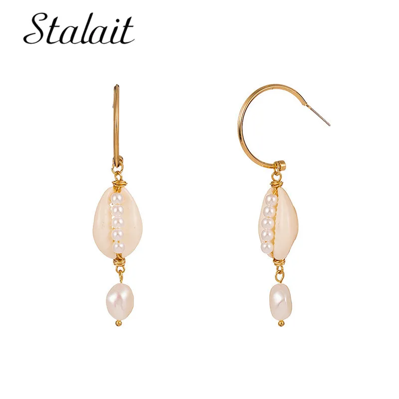 2019 New Simple Cute Gold Beach Sea Shell Conch Shape Dangle Earrings Pearl Beads Earrings Women Jewelry Party Gift
2019 New Simple Cute Gold Beach Sea Shell Conch Shape Dangle Earrings Pearl Beads Earrings Women Jewelry Party Gift