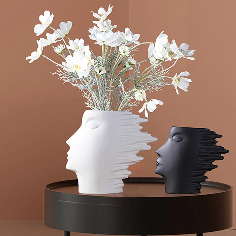 Nordic Minimalist Ceramic Abstract Vase Black White Human Face Creative Display Room Decorative Figue Head Shape Flower Pot
Nordic Minimalist Ceramic Abstract Vase Black White Human Face Creative Display Room Decorative Figue Head Shape Flower Pot