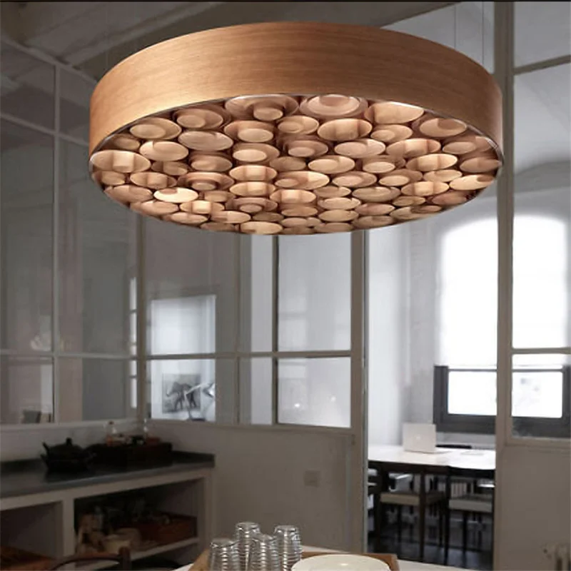 

Modern Color Wood Art LED Chandelier Ceiling Restaurant Hotel Cafe Bar Lighting Fixtures Bedroom Pendant Lamps Living Room Study