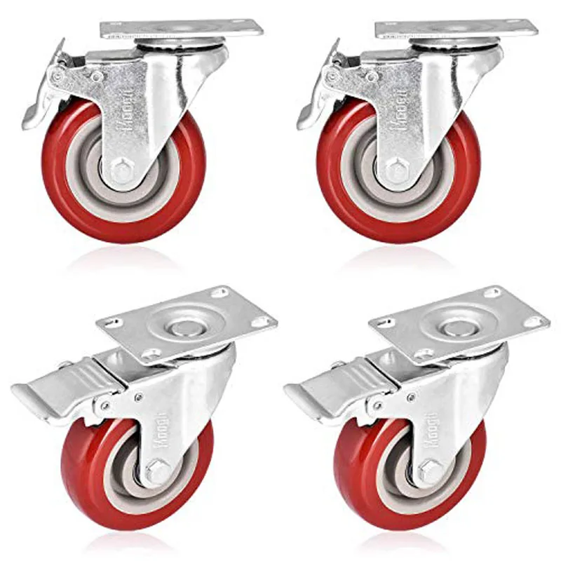 4Pcs 3" PVC Heavy Duty 1000lbs Swivel Rubber Caster Wheels with Safety Dual Locking Casters Set of 4 with Brake
4Pcs 3" PVC Heavy Duty 1000lbs Swivel Rubber Caster Wheels with Safety Dual Locking Casters Set of 4 with Brake