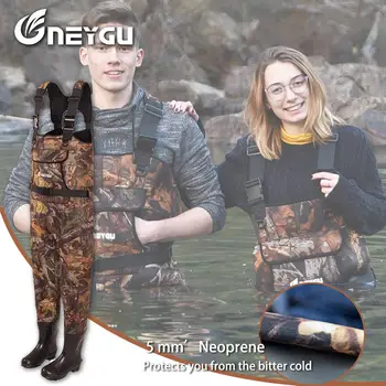 Neygu 5mm Neoprene chest wader attached rubber boots Insulated neoprene thermal function promise your ice fishing warm in water
Neygu 5mm Neoprene chest wader attached rubber boots Insulated neoprene thermal function promise your ice fishing warm in water